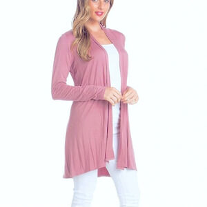 MUK LUKS the original open front cardigan size L. L/S in dusty rose color. EC